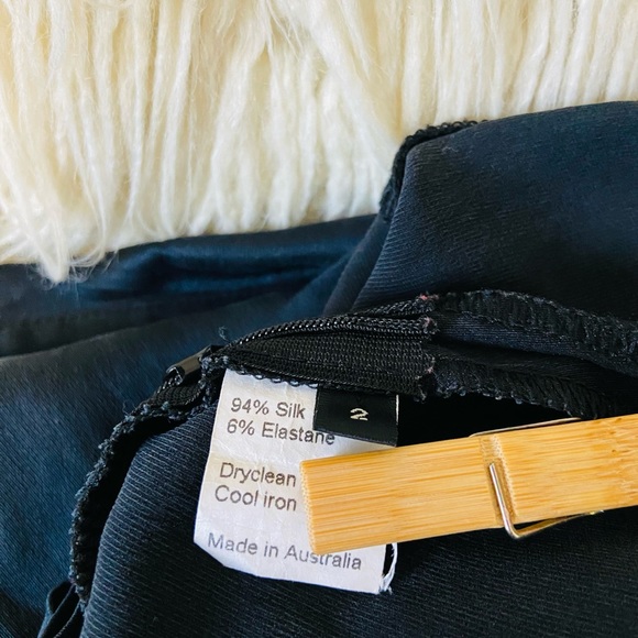 Wayne Cooper Size 2 / AU 10 Silk Dress Deep V Neck Split On Side Party Cocktail - Picture 7 of 8